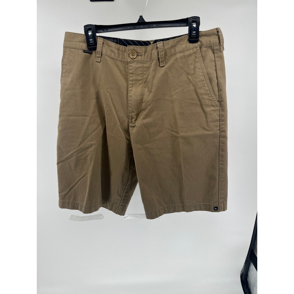 Quiksilver Men's Tan Chino Shorts Size 34 Flat Front Casual Beach Summer
